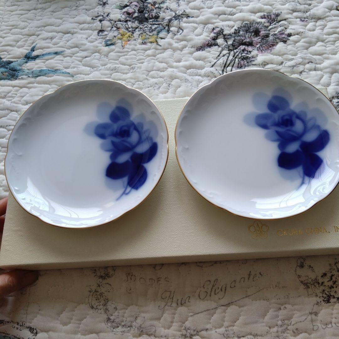 大倉陶園ブルーローズ銘々皿2枚組 大倉陶園 - 大倉陶園